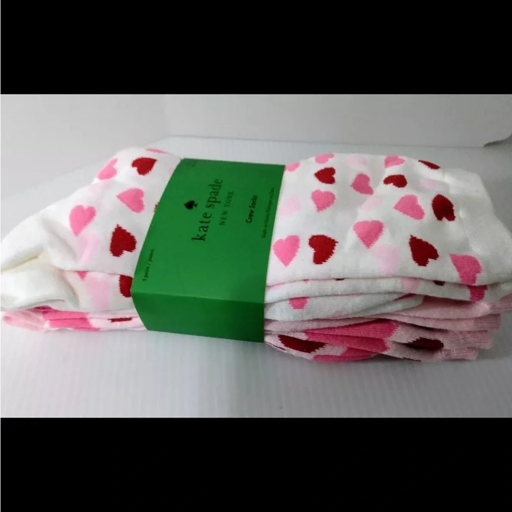 Kate‎ Spade New York Womens Crew Socks 3 Pack, one size Valentine's Day Hearts
